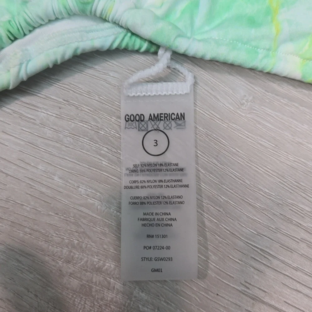 NWT Good American Women Green Marble Swim bottom sz 3/L
